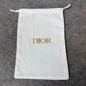 Dior Gold Logo White Cotton Dust Bag Purse Clothing Storage Protection 12"x8.5"